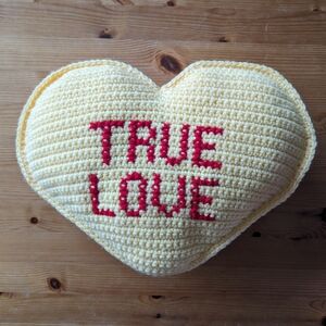 Handmade Sweetheart Pillow - True Love - Crochet - Small - New Handmade Cond.